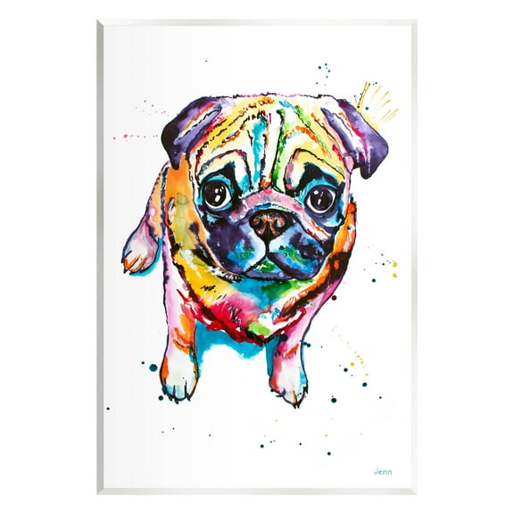 Fun Hued Pug Puppy Animal Animals & Insects Graphic Art Unframed Art Print Wall Art