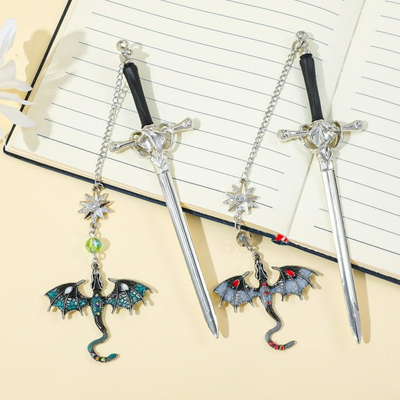 Fun Imitation Sword & Dragon Bookmark, Interesting Stationery Page Marker For Reading Enthusiasts, Metal Bookmark With Soft Magnet Coverage & Foldable Design For Easy