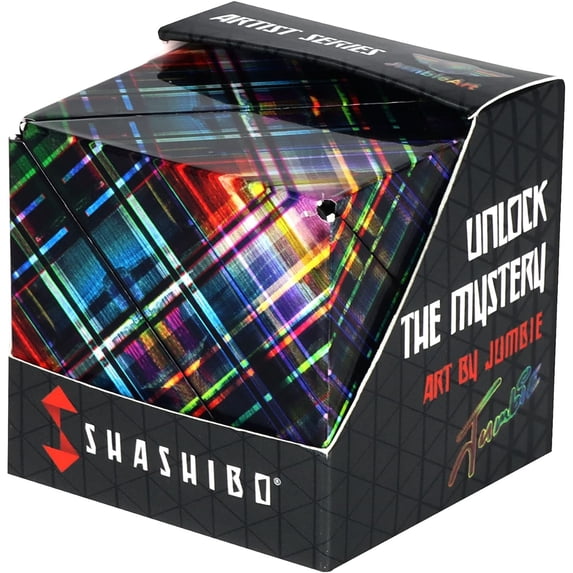 SHASHIBO Shape Shifting Box - STEM Magnetic Fidget Cube That Transforms Into Over 70 Shapes, Disco Plaid by Jumbie, 1 Pack