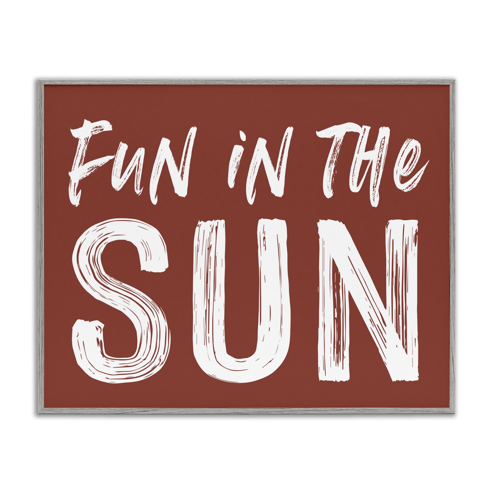 Fun In Sun Brown Sentiment Gray Framed Giclee Art, design by Lettered and Lined