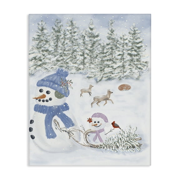 Stupell Industries Fun In The Snow Baby Snowman Canvas Wall Art, design by Leslie Hermosa, 40 x 30