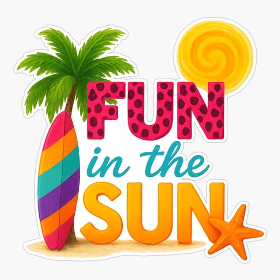 Fun In The Sun Tropical Design Sticker
