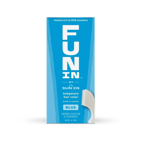 Fun In by Sun In, One Day Temporary Hair Color Washable Brush In System, Blue, Unisex, 1 oz