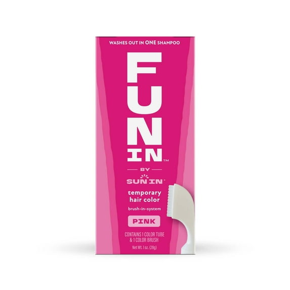 Fun In by Sun In, One Day Temporary Hair Color Washable Brush In System, Pink, Unisex, 1 oz