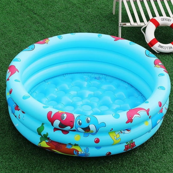 [Fun Inflatable Pool] Durable PVC Youngsters' Inflatable Round Swimming Pool | Complete with Accessories for Home Fun