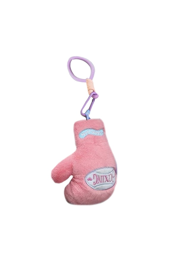Fun Interactive Boxing Glove Charm Toy Keychain Plush Texture for Social