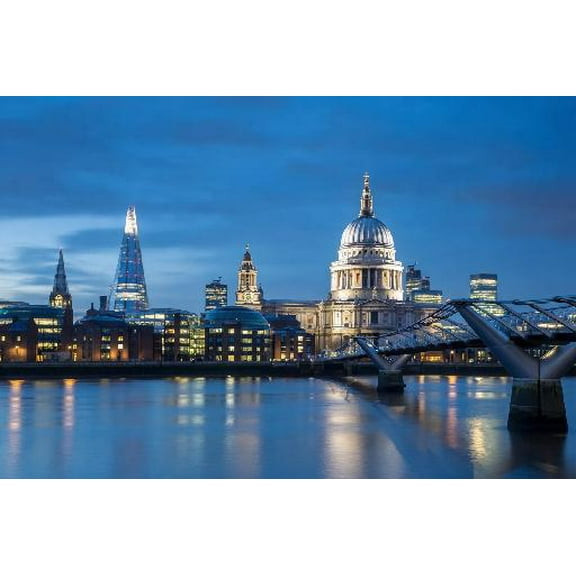 Fun Jigsaw Puzzle for Adults 1000 Pieces St Pauls Cathedral Millennium Bridge London England at Dusk Wooden Puzzles Best Brain Exercises Educational Gift Home Decor