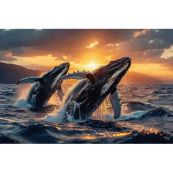 Fun Jigsaw Puzzle for Adults 300 Pieces Alaska Whales Wooden Puzzles Best Brain Exercises Educational Gift Home Decor