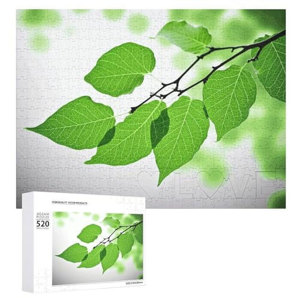 Fun Jigsaw Puzzle for Adults 500 Pieces Green and White Leaf Wall Art ...