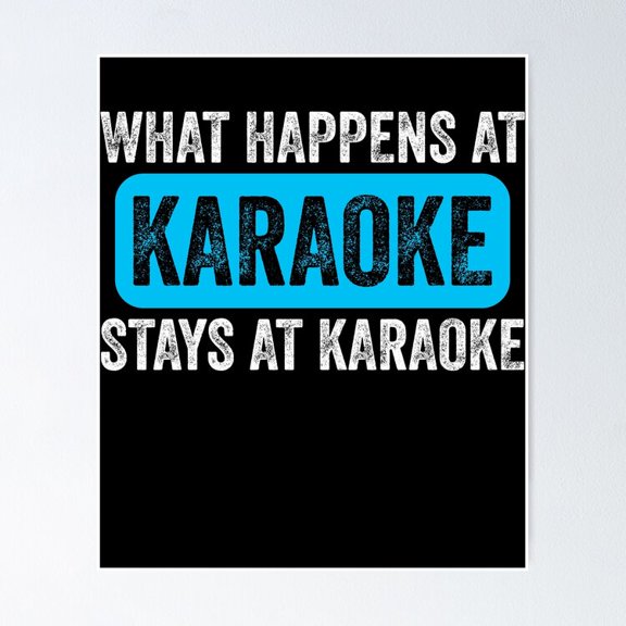 Fun Karaoke Singers Musical Note Graphic Illustration Wall Art Music Decor, Unframed Poster