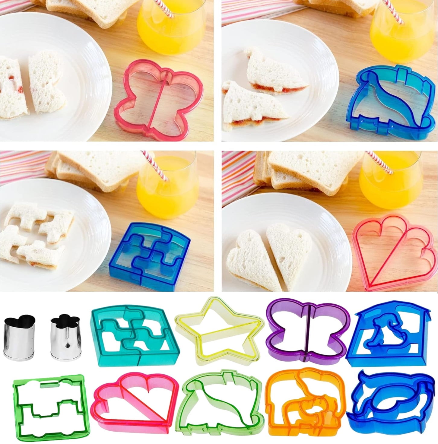 Fun Kids Sandwich Bread Cutter Shapes 11 PC Crust and Cookie Dino