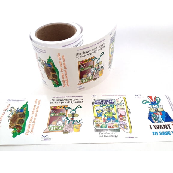 Fun Kitchen Vinyl Cling - WATER & ENERGY Characters Roll of 100