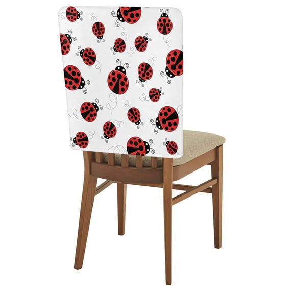Fun Ladybug Chair Back Covers Set of 6, Black Dot Reptile Pattern Abstract Art Removable Dining Seat Cover Washable Kitchen Chair Slipcovers Protective for Party Festival Decoration 19x20in