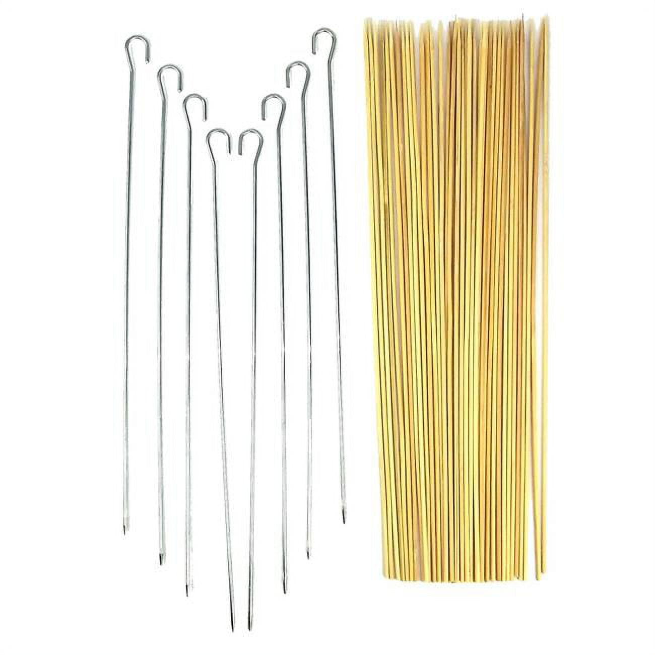 14-inch Steel and Bamboo Kabob Skewer Set