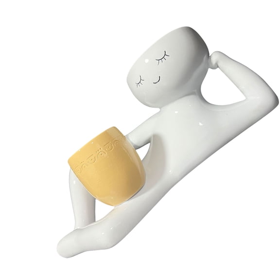 Fun Lazy Guy Figurines Desktop Ornament Planter Plant Pots Statue Crafts Decors Planter Landscape Statue Crafts