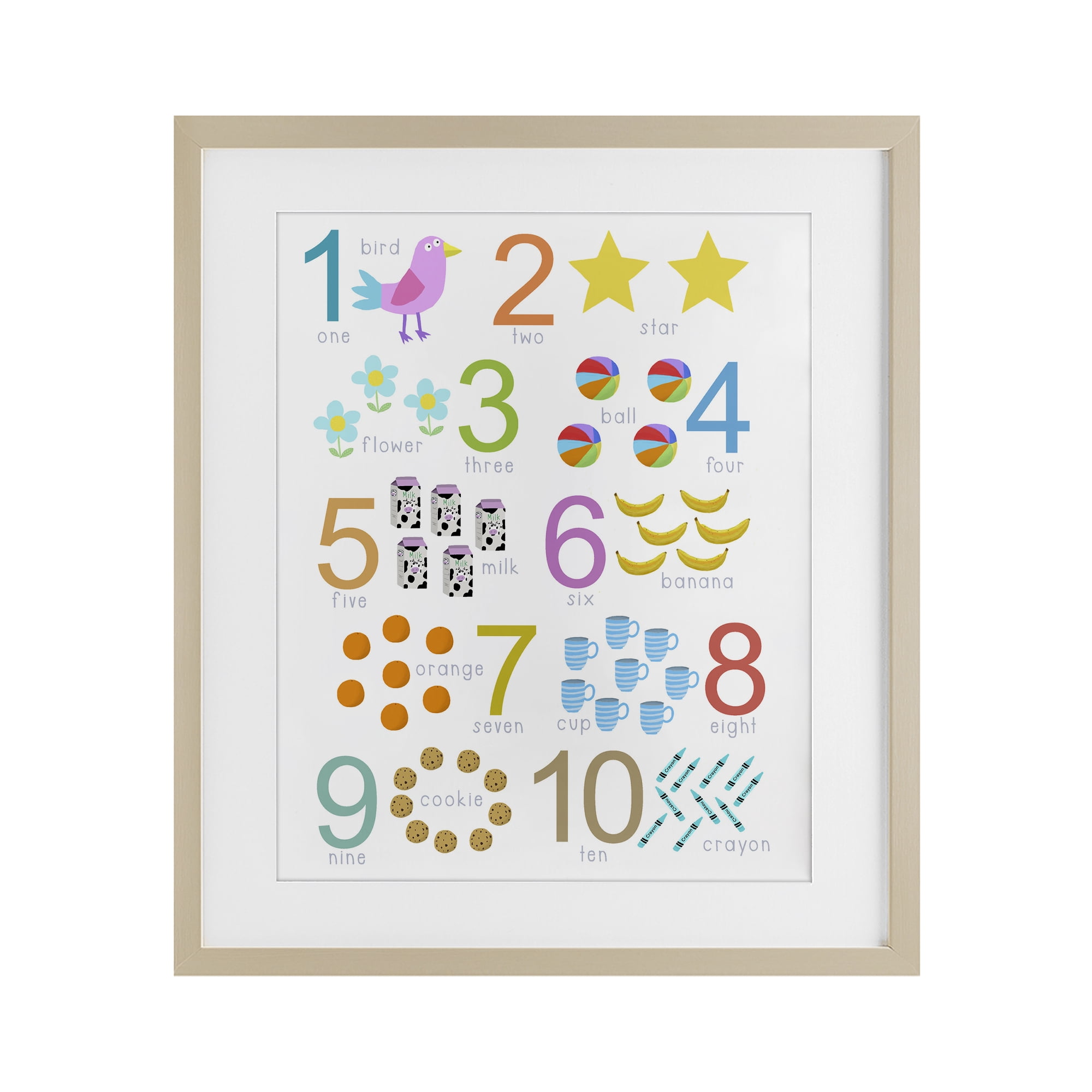 Fun Learning To Count Birch Framed Print Under Glass, design by Carla Daly