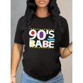 thumbnail image 1 of Fun Letter Print Round Neck Short Sleeve T-Shirt, 1 of 6