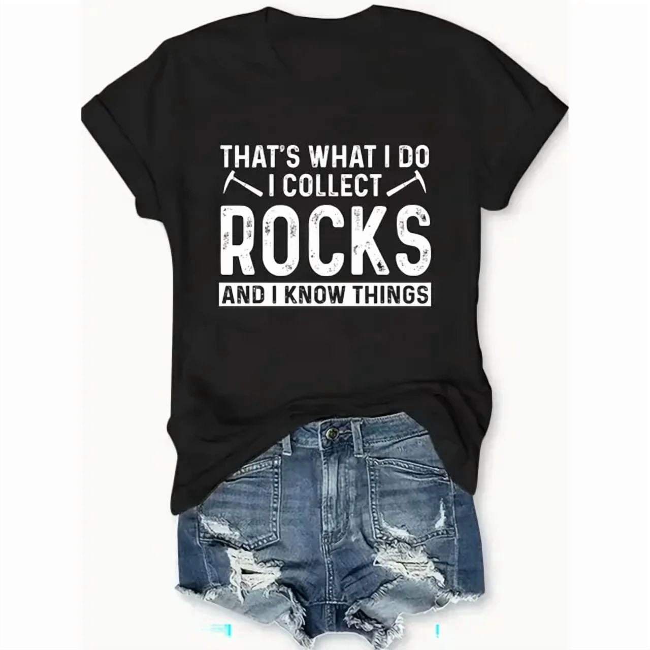 [Fun Letter Print Tee] Casual Round Neck T-Shirt - 