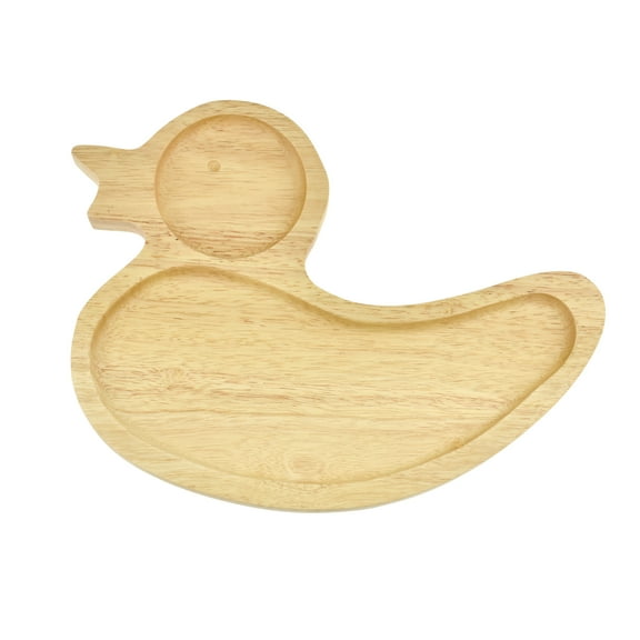 Fun Little Duck Two Section Native Natural Wood Plate with Drink Holder