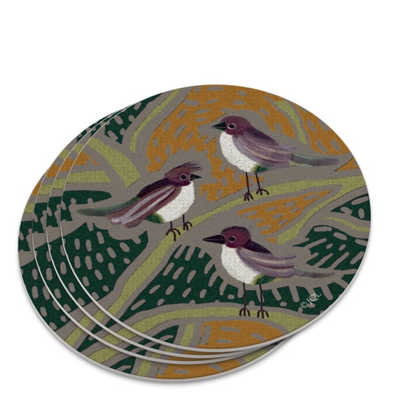 Fun Little Purple Birds Pattern Novelty Coaster Set