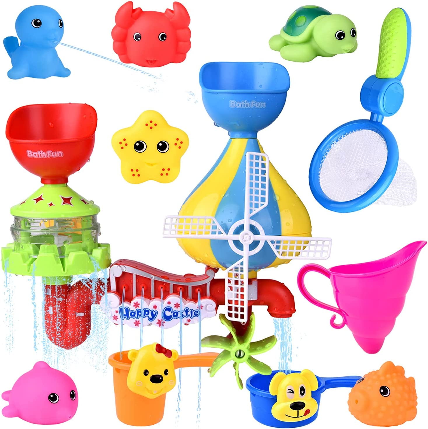 Fun Little Toys 11 Pcs Baby Bath Toy -Waterfall Water Station with