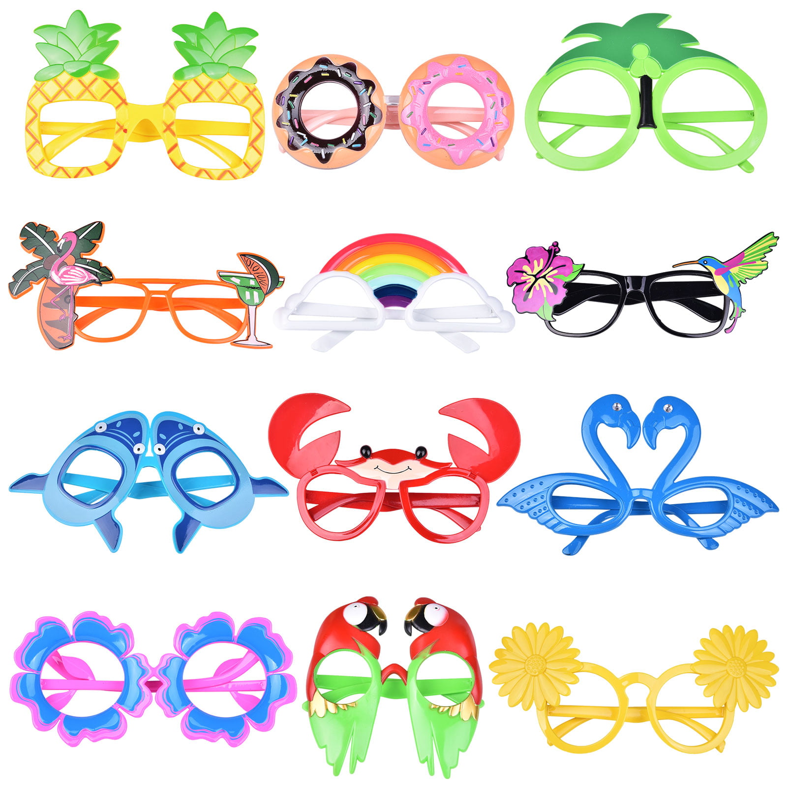 Fun Little Toys 12 Pcs Hawaiian Themed Sunglasses,Luau Party ...