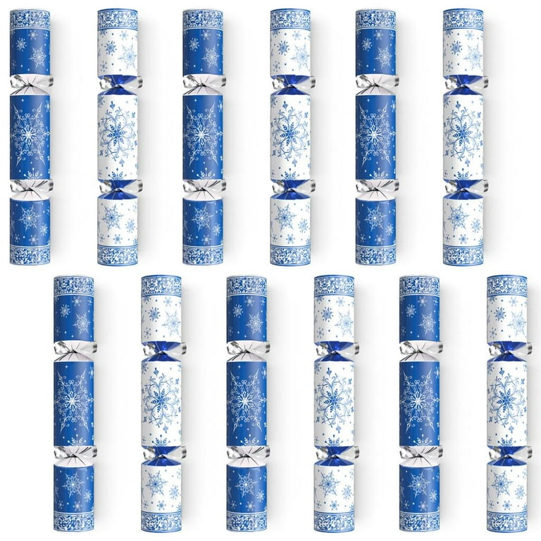 JOYIN  10 Snowflake Christmas No-Snap Party Favor (Blue & White), 8 Pcs