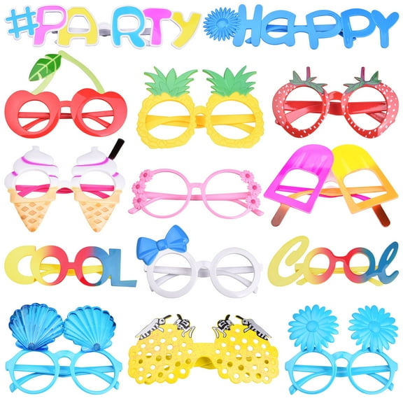 Fun Little Toys 14 Pcs Out2Sea Fun Luau Glasses,Funny Hawaiian Glasses, Luau Party Sunglasses, Party Favors Photo Booth, Party Supplies Decorations for Kids