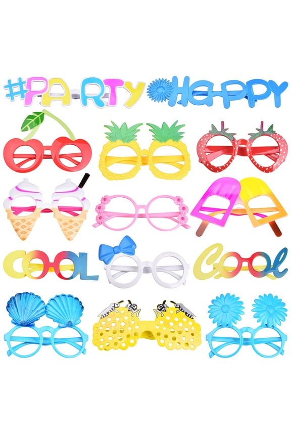 14 Pcs Out2Sea Fun Luau Glasses,Funny Hawaiian Glasses, Luau Party Sunglasses, Party Favors Photo Booth, Party Supplies Decorations for Kids