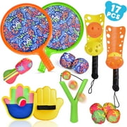 Ukuzonwabisa ngamathoyizi amancinci ali-17 e-PCS yangaphandle Imidlalo yeMidlalo esekwe ngeScoop Ball Toss, Toss and Catch Games, Tennis Racket Sports Toys, Slingshot Toy, Outside Toys Packs Packs for Kids