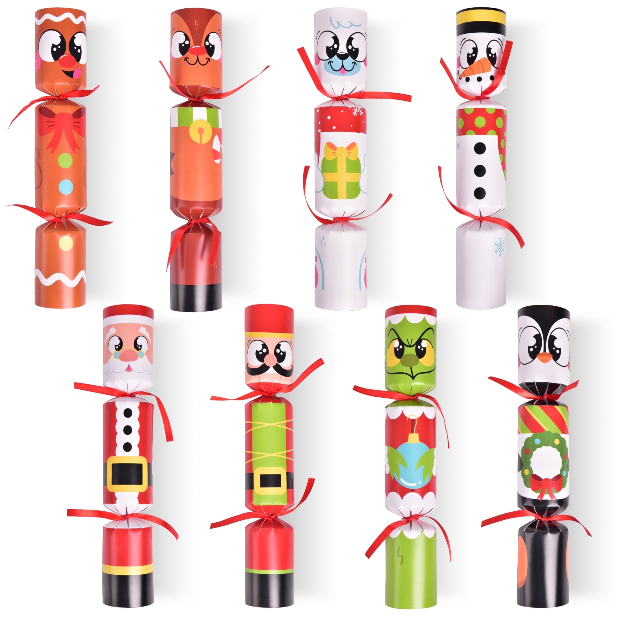 Fun Little Toys 18PCS Christmas Crackers with Toy Cars Joke Cards Cube Keychains Puzzle,No Snap Party Table Gifts for Christmas Holiday Dinner Traditions Party Supplies
