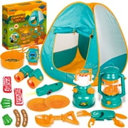 Fun Little Toys 18Pcs Play Tent Set, Indoor and OutdoorKids Toy,Beach toys, Sand toys,Kids Camping,Pop Up Tent For Kids,Boys and Girls Birthday Gift