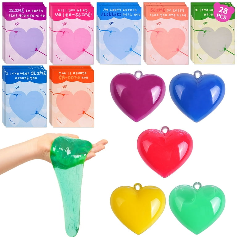 Fun Little Toys 28 Pcs Valentine's Day Greeting Cards with Putty Valentines  Day Gifts for Kids Classroom, Colorful Stress Relief Toy Valentine's Gifts
