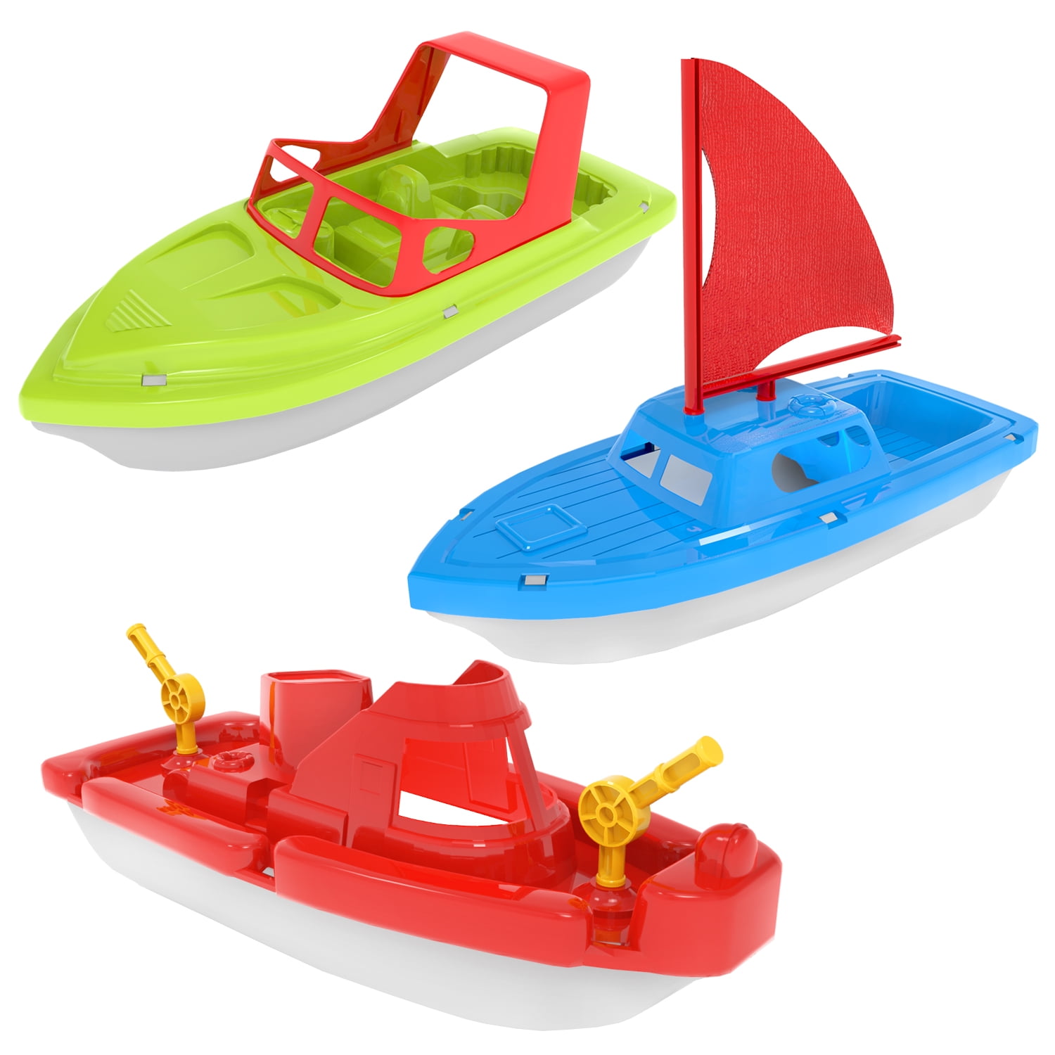 Fun Little Toys 3 Pcs Bath Boat Toy, Pool Toy,Speed Boat, Sailing