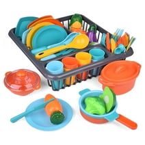 Fun Little Toys 62 Pcs Deluxe Kitchen - Pretend Play Accessory Toy Set,Including Pots & Pans & Play Food