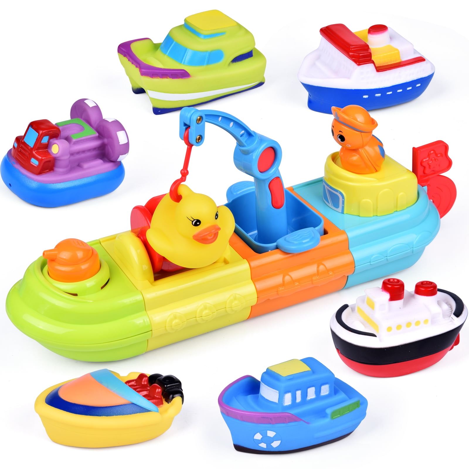 Kiddolab Bath Boat Toys for Toddlers - Pull and Go Toy Boat for Pool Playtime Floating Accessories - Bathtub Toys for 1,2,3 Years Old Babies and Kids