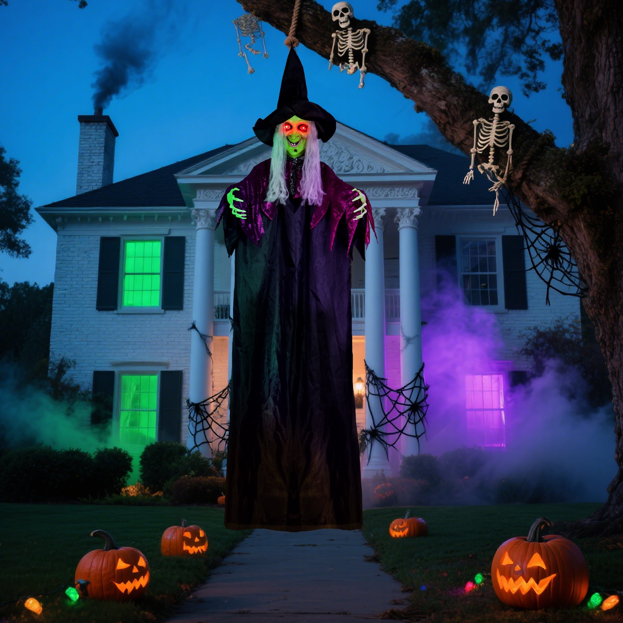 "Fun Little Toys 79"" Scary Outdoor Halloween Decor, Animatronic Witch