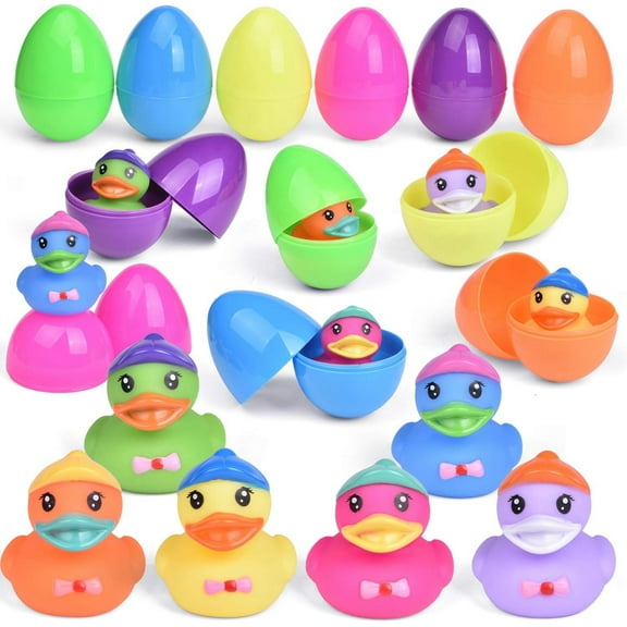 Fun Little Toys Bath Toys Ducks & Squirters Easter Eggs Prefilled Bath Toys, 12 Pieces