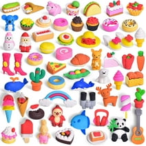 Fun Little Toys Confetti City 60 Pcs Assorted Puzzle Erasers,Cute Food Erasers 3D Puzzle Erasers,Party Favors,Classroom Prizes,School Supplies,Birthday,Xmas Gifts for Kids