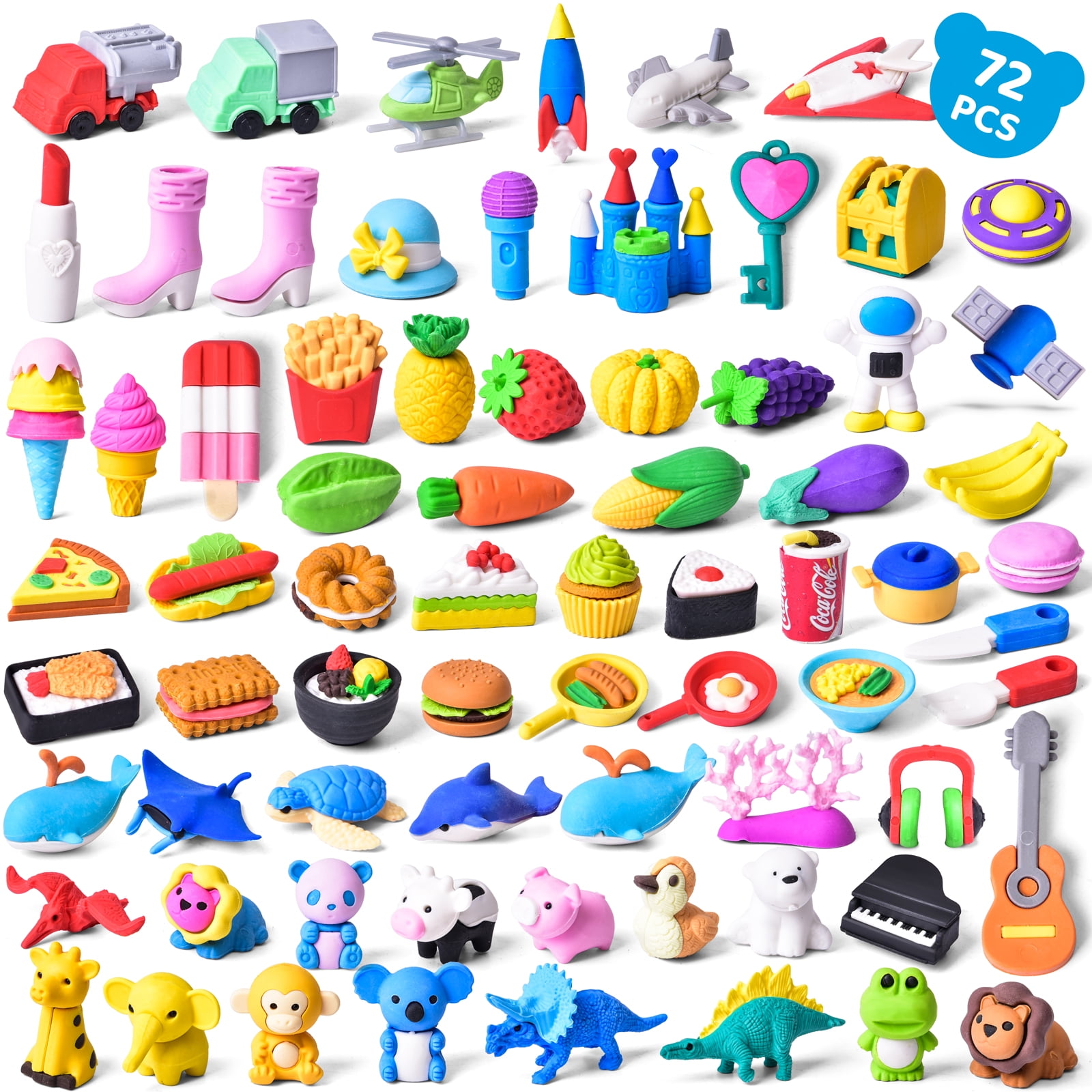 Fun Little Toys Confetti City 72 Pcs Assorted Themed Erasers,Mini Fun ...