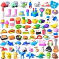 Fun Little Toys Confetti City 72 Pcs Assorted Themed Erasers,Mini Fun