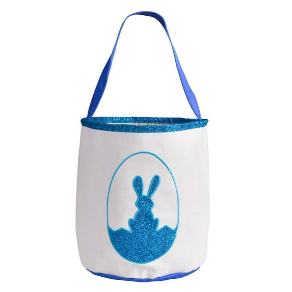 Fun Little Toys Easter Bunny Basket, Blue Rabbit Cloth Basket, Bunny Barrel, Candy Gift Basket, Gift Carry Candy Bag, Easter Party Favors for Kids, Easter Egg Hunt, Party Decoration for Kids