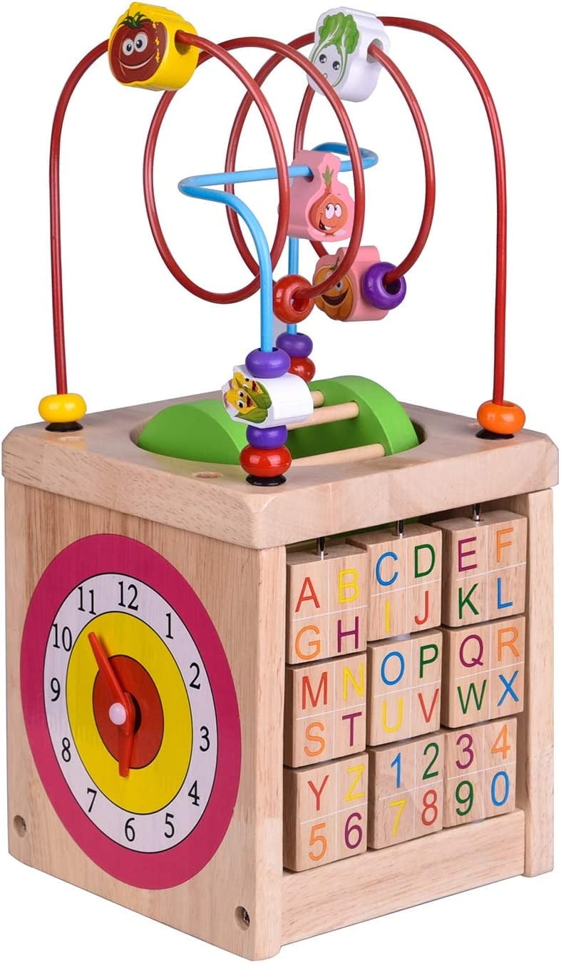 Fun Little Toys Wooden Learning Alphabet Activity Cube Colorful Shapes Sensory Toy for Toddlers Babies Walmart