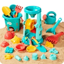 Fun Little Toys Out2Sea 23 Pcs Sandcastle Building Kit,Beach Toys,Beach Sand Toys Set,Sand Water Wheel, Beach Molds, Kids Outdoor Toys,Snow Toys for Kids,Boys,Girls