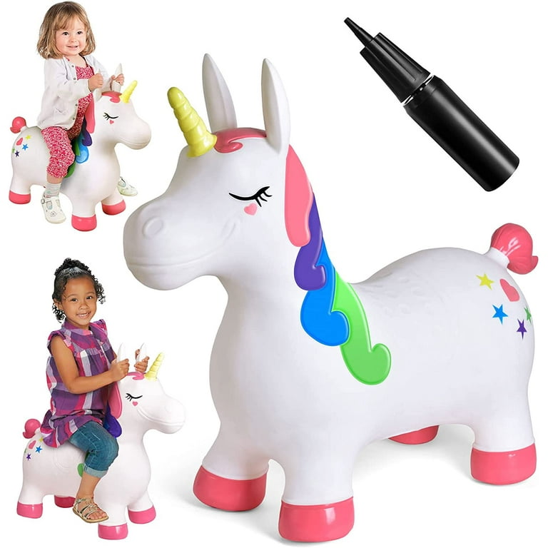 Fun Little Toys Bouncy Horse Unicorn, PVC Inflatable Jumping Ride