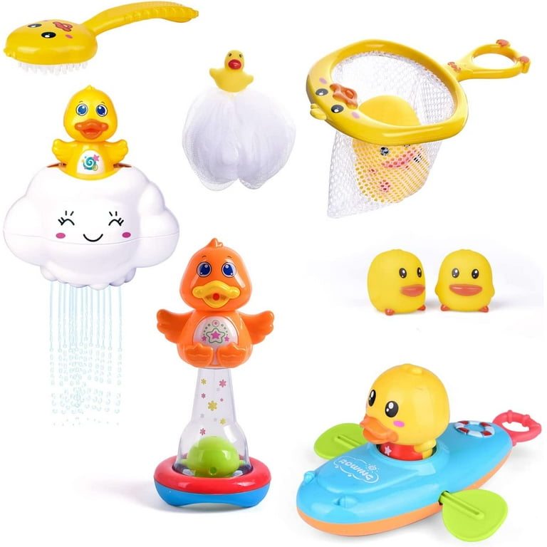 Fun Little Toys Tubbi Bubbi 8 Pcs Duckie Bath Toys,Baby Bath Toys,Duck  Spray Water Toy,Bath Squirters,Bath Boat,Fishing Net,Bathtub Toys for  Kids,Birthday Xmas Gifts for Boys and Girls 