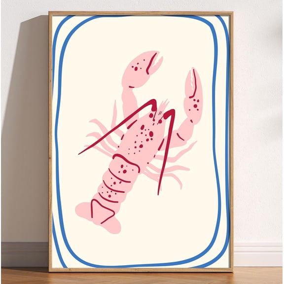 Fun Lobster Kitchen Print, Aesthetic Cute Trendy Lobster Poster, Whimsical Foodie Print, Dining Room Cafe, Vintage Colourful Seafood Decor Wall Art, Modern Wall Decor, 8x12 UNFRAMED