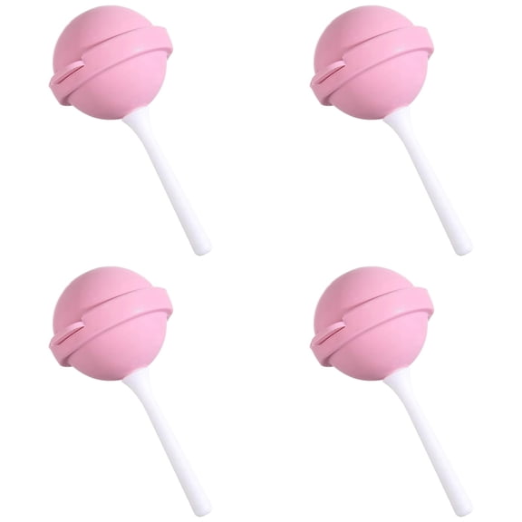 Fun Lollipop-Shaped Ice Mold Reusable Silicone Popsicle Maker DIY Juice Yogurt Frozen Treats for Summer Parties （Pink 4PCS）