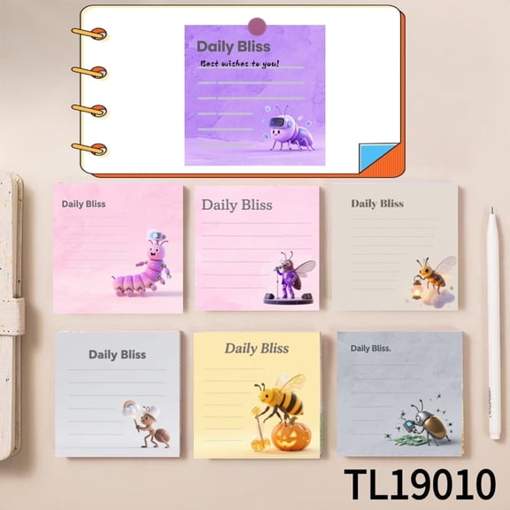 Fun - Loving Insect - Themed Sticky Notes (3.54×3.54 Inches) 100-Pack with105 Emoticon Stickers, Quickly Jotting Down Reminders, Strong Adhesive for  All Your Note - Taking Needs