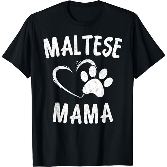 Fun Maltese Mama Gift Pet Lover Apparel Sleeve Dog Mom T-Shirt